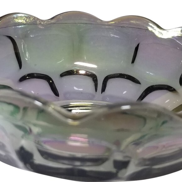 Carnival Glass Fruit Dessert Bowl Yorktown Green (Avocado) by Federal Glass - Picture 4 of 10